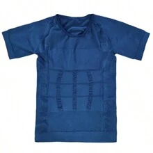 男款藍色收腹器短袖t恤,腹部壓力衣可遮蓋腹部和控制肚子