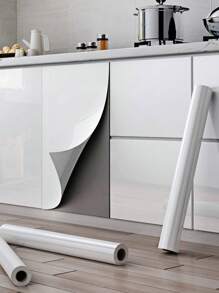 1PC Contact Paper Shiny Peel and Stick Wallpaper Glitter Countertop Contact Paper Self-Adhesive Removable Wallpaper Vinyl Decorative Kitchen Cabinet Shelf Liner Waterproof Film - White - View 1