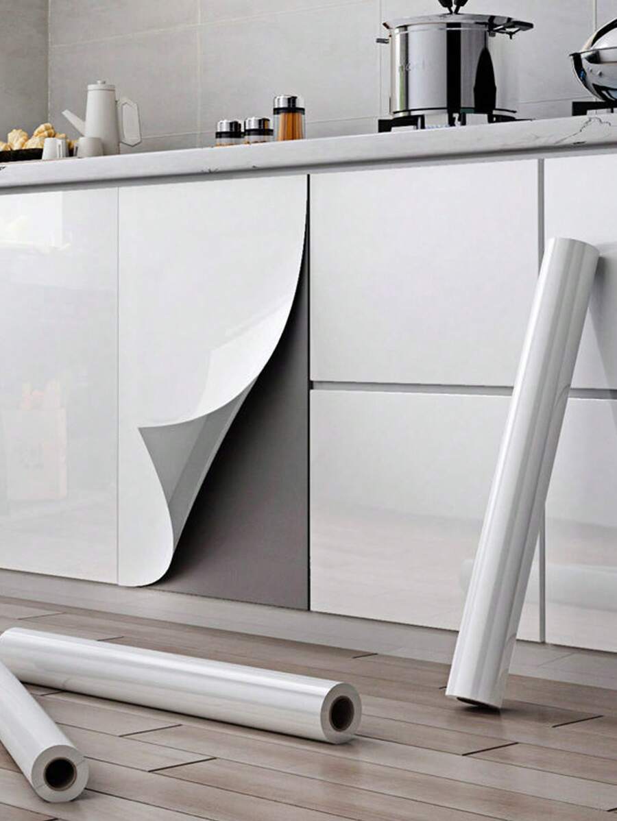 1PC Contact Paper Shiny Peel and Stick Wallpaper Glitter Countertop Contact Paper Self-Adhesive Removable Wallpaper Vinyl Decorative Kitchen Cabinet Shelf Liner Waterproof Film - White - View 1