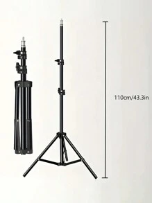 1pc Selfie Ring Light With Tripod Stand, 12 Inch Ring Light With Tripod Stand & Flexible Phone Holder, Adjustable Led Light Stand, For Photo Studio Flash, Makeup Conference, Group Selfie, Live Broadcast - Black - View 4