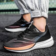 女運動鞋專業跑鞋四季透氣網面跑鞋超輕減震專業運動跑鞋潮流鞋 - 黑色 - 查看 9