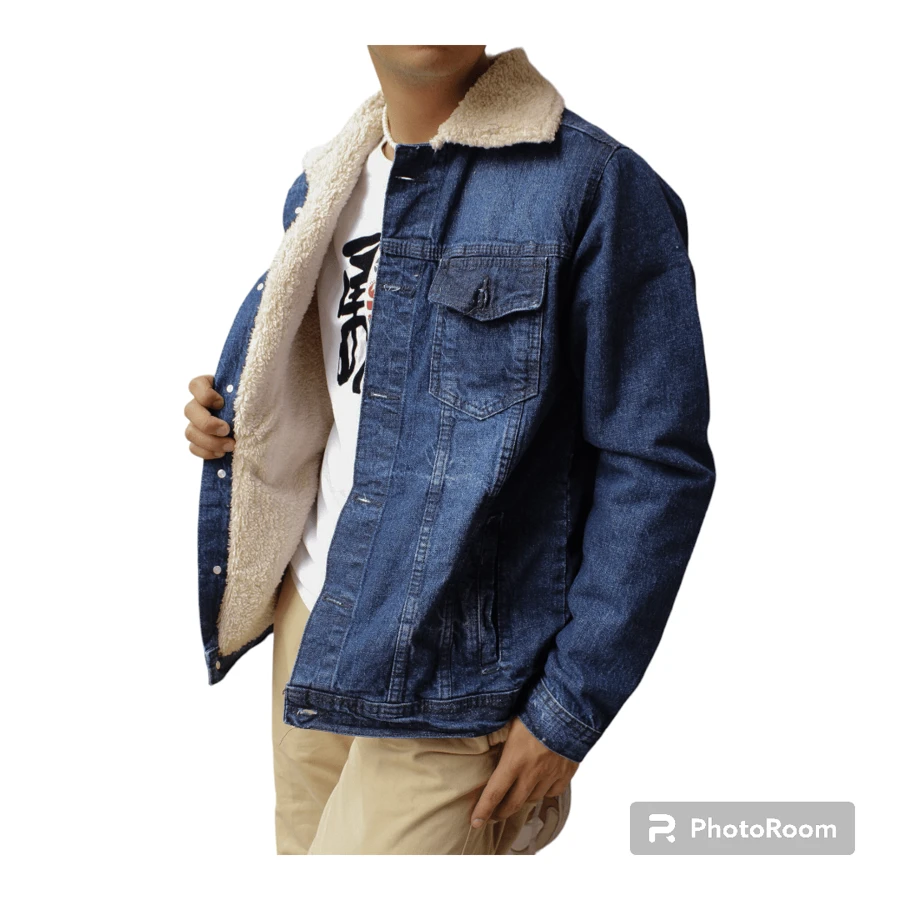 MEN'S DENIM JACKET WITH WARM - Dark Wash - View 1
