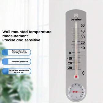 1 pièce Thermomètre et hygromètre intérieur/extérieur haute précision en ABS de 24 cm de long, compteur de température et d'humidité sèche et humide pour entrepôt, serre et laboratoire