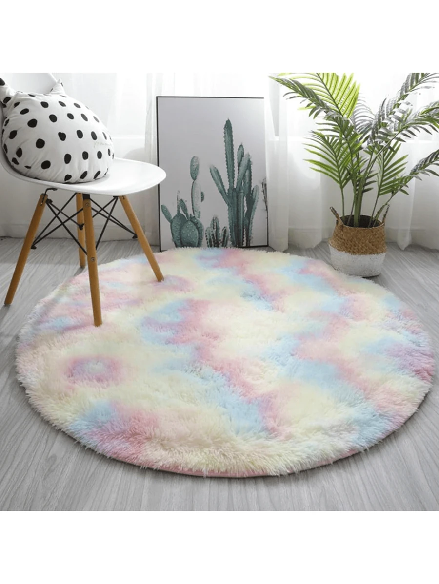 Circular Soft Furry Carpet Mat Various Colors 80 Cm Diameter