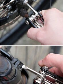 1 件組多功能自行車維修工具套裝,內六角扳手、螺絲起子、套筒扳手、便攜式折疊零配件 - 黑色 - 查看 3