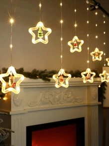 Cascada De Luces En Forma De Estrellas Con Adornos Navideños 3 Metros Led Amarillo/Calida. - Amarillo - Ver 3