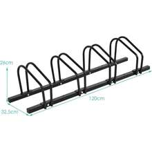 Bicycle Stand, Steel Tube Stand, Rust-Proof, Corrosion-Resistant, Space-Saving, Floor And Wall Mounting, For Garage And Garden (For 4 Bicycles, Black) - Silver - View 3