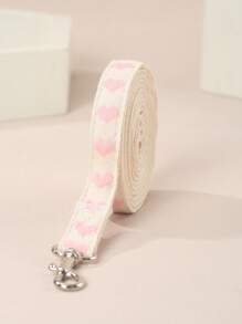 1pc Polyester Material Fresh Breeze Heart Pattern Pet Leash, Suitable For Cats & Small Dogs Outdoor Use (Not Suitable For Large Dogs) - Pink - View 1