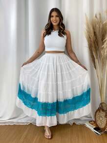 Women Skirts - Blue and White - View 2
