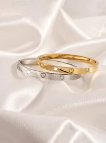 2 nuevos brazaletes de acero inoxidable de alta gama con diamantes de imitación, de moda y personalizados, adecuados para uso diario de parejas, San Valentín, mamá, madre, Día de la Madre, regalo - Pulsera de diamantes de amor - Ver 6