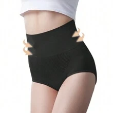 Calzones Cintura Alta Para Mujer Bragas Cintura Fina 2 Pcs - Negro - Ver 2
