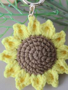 1入創意手工編織向日葵吊墜鑰匙扣，袋子掛飾，畢業禮物 - 黃色 - 查看 5