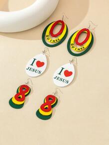 1對復古多種形狀如雨滴和無限符號和印花和波西米亞風格的紅色和綠色的簡約優雅女款垂墜耳環,適合日常佩戴、約會、送禮給女朋友和閨蜜 - 黃色 - 查看 4