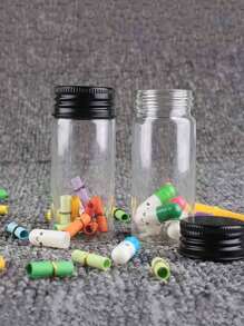 10Pcs 5ml Glass Bottles Clear Small Vials Empty Mini Jars With Aluminium Caps Makeup Sample Bottle Wedding Favors Decorations DIY Jewelry Accessories Liquid Holder Storage Case,Clear Glass Bottle, Multi- Purpose Tiny Glass Jar With Lid, Refillable Sealed Bottle,Mini Glass Bottles with Aluminium Screw Cap Empty Bottles Black Metal Lids Glass - Black - View 2