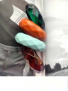 歐美時尚大拐面彩色誇張亞克力手鍊,特殊形狀幾何立體復古糖果色彩,法式寬紋理,海灘元素手工裝飾,適用於日常配戴 - 咖啡 - 查看 7