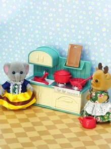 Stomle Family 兒童三層娃娃屋,附有臥室和廚房模型和1隻動物模型(隨機款式),帶有娃娃屋家具套裝、生日禮物,顏色/款式隨機,盒裝易在運輸過程中損壞 - 杏色 - 查看 5