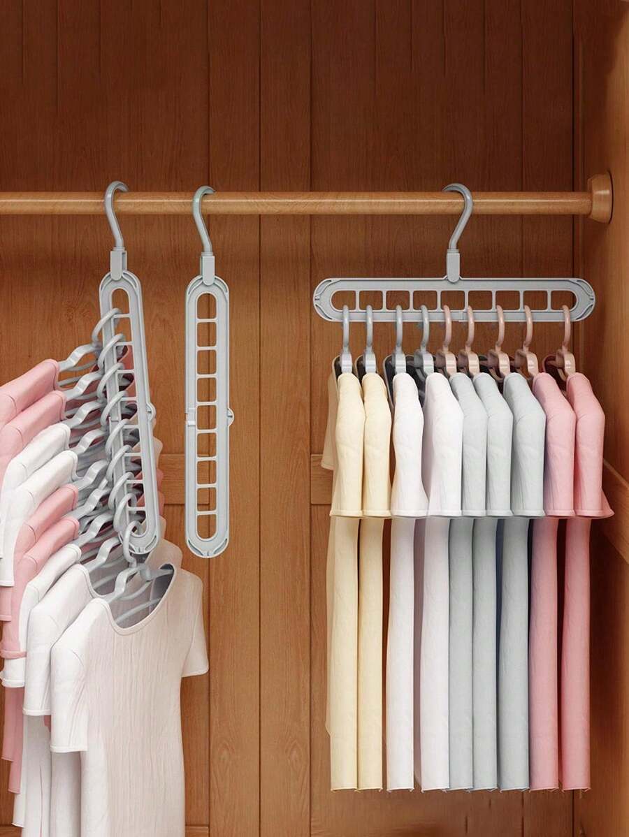 5pcs Multi-functional 9-hole Clothes Hanger, Rotation Closet Organizer Random Color Delivery - Multicolor - View 1