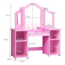 Children's Dressing Table With Four Storage Spaces, Dressing Table With Strong Load-Bearing Capacity, Dressing Table With Removable Triple Mirrors, Dressing Table For 3-8 Year Old Children, Color Selection (Pink), Gift For Children - Pink - View 4