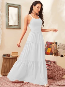 Long Dress With Comfortable Flounces For Women - 白色 - 查看 2