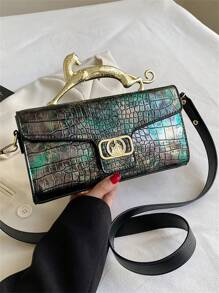 晚宴包 婚禮包 防水防盜鱷魚紋純色高級單肩包 斜跨包 靜謐奢華時尚典雅華麗精致優雅豪華適用於聚會和舞會和晚宴/慶祝會 上好的禮物（聚會女孩禮物/假日禮物/年輕女孩和女白領的禮物） - 綠色 - 查看 8