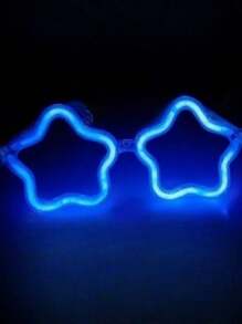 1包星星萤光眼镜,冷光不烫,安全的面部装扮,适用于生日、假日派对和狂欢节装扮 - 藍色 - 查看 1