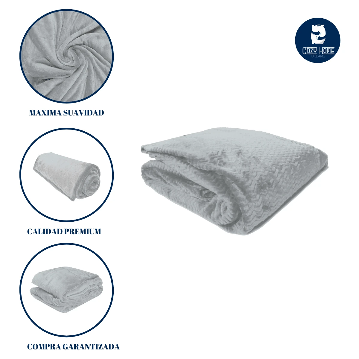 Cobija Individual De Cama Frazada Para Dormir Cobertor Decorativo Ultra Suave Premium Colores Lisos - Gris Claro - Ver 1