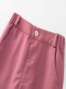 KIMOCAT Con trai Suit trang trọng Bộ Với Lá , Dài Quần Và Tay áo dài Áo sơ mi , Màu thuần , 3 cái/bộ - Hồng - Xem 5