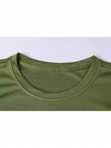 1pc Boyfriend Style Men's Casual Running Training Quick-Drying Breathable Sports T-Shirt Gym Clothes Boyfriend Style Men Basic T Shirt - Army Green - View 3