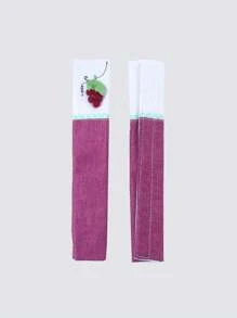 1 Pair Handmade Fabric Double Door Refrigerator Handle Covers, Thickened Warm Extended Handle Gloves - Purple - View 5