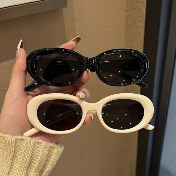 2 Pcs Retro Oval Fashion Eyeglasses For Women Punk For Party Beach Club Beach Accessories For Women Glasses Shades For Summer Beach Vacation,Outdoor,Travel
