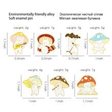 12入組兒童創意卡通蘑菇形狀幾何系列徽章,可配搭日常服裝、袋物和配件 - 彩色 - 查看 4