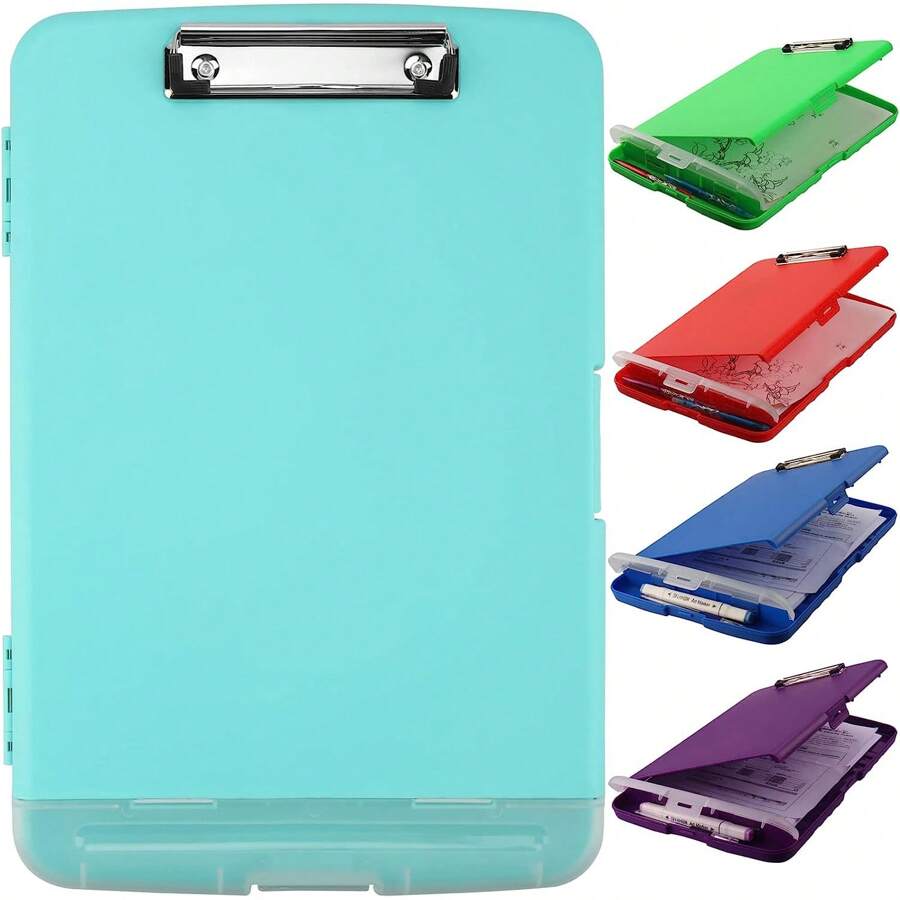1pc Clipboard With Storage, A4 Loose Leaf Clip With Pen Holder For Care, Heavy-Duty Storage Clipboard With Thin Clip, Clipboard Folder With Side Opening, Smooth Writing Clipboard For Both Men And Women, Essential For Office Workers(Mint Green),Back To School,School Supplies