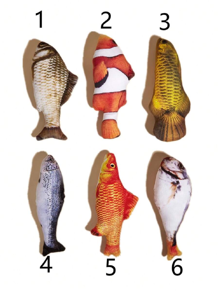 1pc Simulation Fish Cat Toy Stuffed Toy For Pet Self-Entertainment - Multicolor - View 1