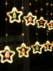Cascada De Luces En Forma De Estrellas Con Adornos Navideños 3 Metros Led Amarillo/Calida. - Amarillo - Ver 8