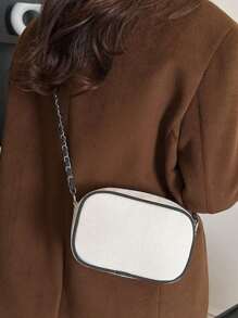 Fashionable Women's Pu Shoulder Bag, Versatile Chain Handbag, Commuter Small Crossbody Bag - White - View 6