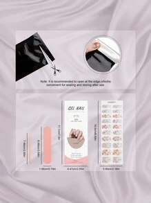 20 片装碎花凝胶指甲贴，适合秋冬季节，适合学生和职业女性 - 彩色 - 查看 4