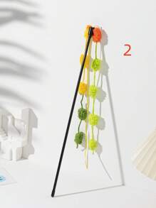 1只彩色絨毛長尾流蘇貓引子棒,帶鈴鐺,互動貓玩具寵物用品 - 彩色 - 查看 5