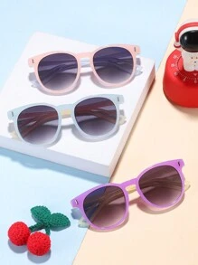 3 件装 6-12 岁儿童方形果冻色撞色时尚眼镜适合日常使用 - 彩色 - 查看 1