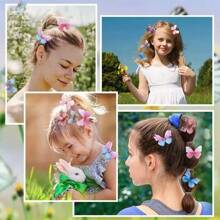 20 Colors Mixed Butterfly Hair Clips Fashion Girls 3D - 多種顏色 - 查看 7