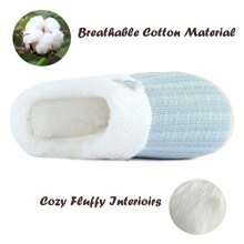 NineCiFun Women's slippers antiskid home cotton slippers memory foam slippers outdoor indoor warm comfortable plush lining bedroom slippers - 淺藍色 - 查看 4