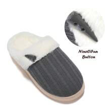 NineCiFun Women's slippers antiskid home cotton slippers memory foam slippers outdoor indoor warm comfortable plush lining bedroom slippers - 深灰色 - 查看 6