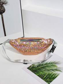 1 Pc Fashion Waist Bags Boy And Girl Bright PU Leather Solid Color Belt Bag Waist Packs Laser Chest Phone Pouch - Multicolor - View 4