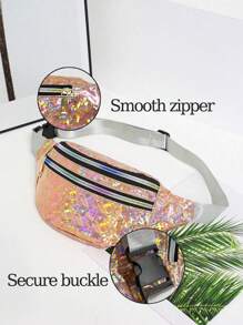 1 Pc Fashion Waist Bags Boy And Girl Bright PU Leather Solid Color Belt Bag Waist Packs Laser Chest Phone Pouch - Multicolor - View 1