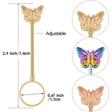 1 件独特的空心蝴蝶吸烟环 - 为您的吸烟体验增添时尚感！手吸烟环烟嘴，厚烟架夹，手骨合金钢烟环夹，吸烟配件 - 寶藍色 - 查看 3