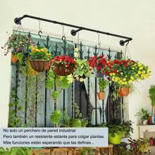 ANTSAY Barra para colgar ropa montada en la pared del hogar de tienda de ropa,184 cm/92 cm,Perchero De Pared Estante De Metal Para Ropa Multiusos,Perchero de Pared para colgar Ropa,Fácil Montaje,para Espacios Reducidos - Negro - Ver 7