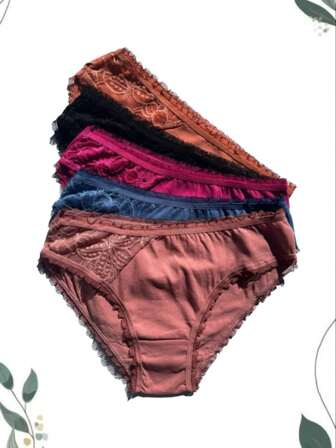 4 pzs Bragas algodón detalle encaje