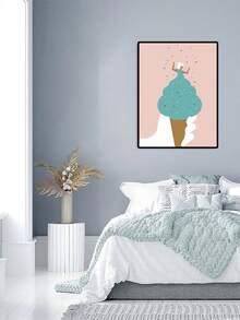 1 件卡通冰淇淋人肖像海報適用於臥室、客廳、書房、兒童房、學校、遊樂園、餐廳、咖啡廳牆壁裝飾帶帆布框架 - 彩色 - 查看 2