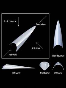 500 cái/túi Đầu móng tay Acrylic Stiletto Quan tài Móng tay hạnh nhân Thực hành Viên nang móng tay Giả Gel mềm giả Bao phủ toàn bộ Đầu móng tay Dụng cụ làm móng - Trong sáng - Xem 3