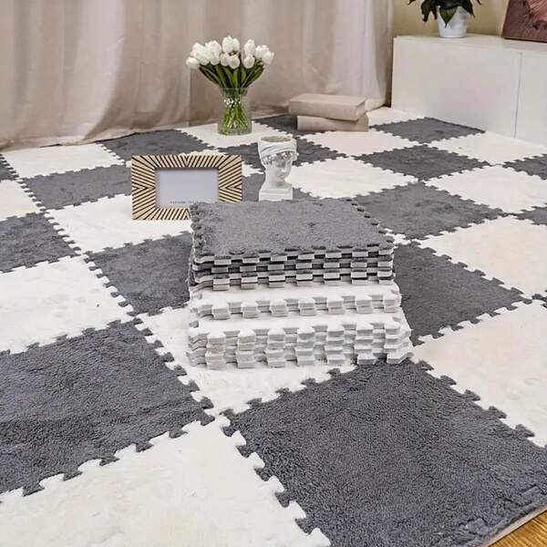 6pcs Plush Carpet Living Room, Soft And Comfortable Rug Easy To Clean For Bedroom, Yoga And Exercise