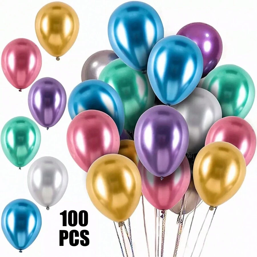 100 Globos Metálicos Decoración Para Fiestas, 10 Pulgadas - Multicolor - Ver 1